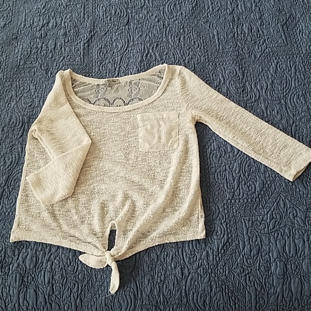 Open knit white top
